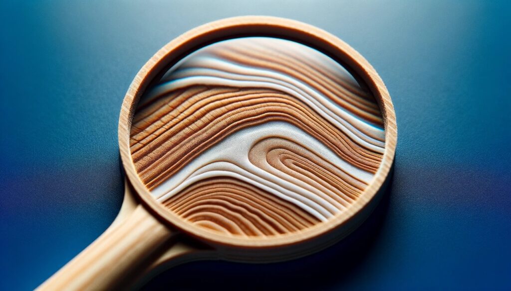 lente de aumento sobre um pedaço de madeira